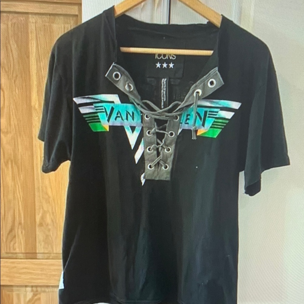 Black Lace-Up Graphic T-Shirt